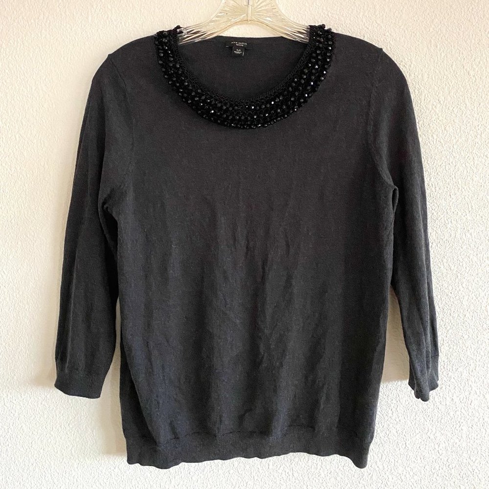 ann taylor 3/4 sleeve beaded sweater (size LP)